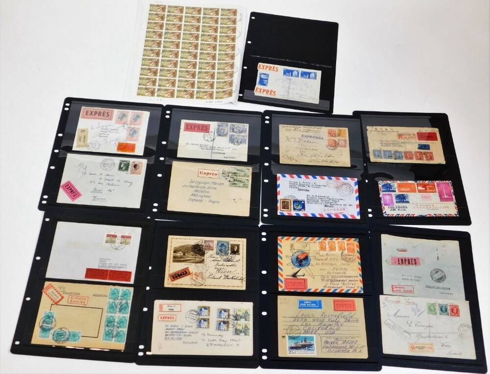 Various Express Mail and other letterheads, stamps, etc. Express Post Office Messenger labels