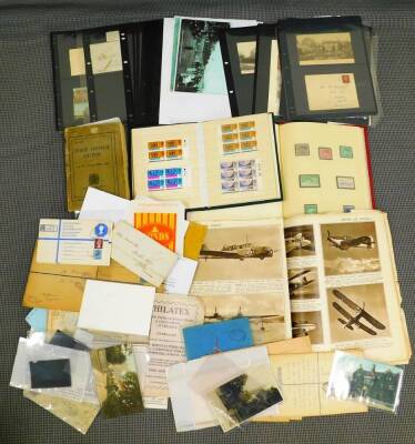 Various stamps, philately and ephemera, a Payne registered letterhead with Victorian stamp, various other marks, stamps, etc., a British Air Forces Royal Air Force Fleet Army booklet, various GB stamps, collectors stamps, Winston Churchill, other collecto