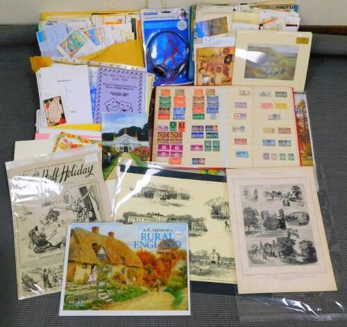 Various letterheads, vacant postcard slips, prints, pictures, funeral cards, stamps, Health & Strength magazine April 19th 1962, Rural England calendar 2013, Staying Safe Within Your Community Crime Concern and other pamphlets, other letterheads for The R