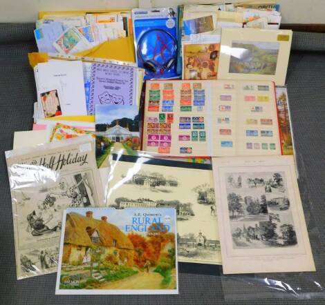 Various letterheads, vacant postcard slips, prints, pictures, funeral cards, stamps, Health & Strength magazine April 19th 1962, Rural England calendar 2013, Staying Safe Within Your Community Crime Concern and other pamphlets, other letterheads for The R