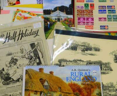 Various letterheads, vacant postcard slips, prints, pictures, funeral cards, stamps, Health & Strength magazine April 19th 1962, Rural England calendar 2013, Staying Safe Within Your Community Crime Concern and other pamphlets, other letterheads for The R - 4