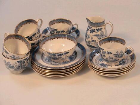 Booths silicon china, being a part tea set of six cup, saucer and plate