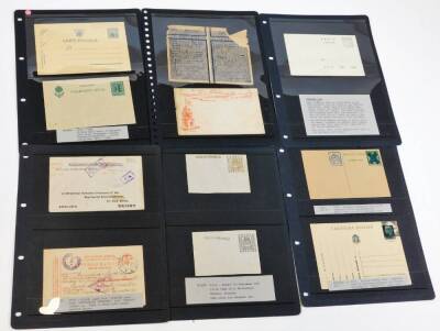 Various Military Field Service and other postcards, some unused with stamps to include penny, 1914 Field Service postcard, various others, Romanian and other examples, A1 postal envelope unused, another with original band, stamped envelope introduced 1840 - 2