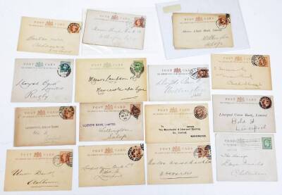 Various 19thC letterheads, stamped letters, envelopes, stamps, etc., a letter written 1832 partially handwritten We received in your favour the bill of £253 London July 23rd, Lloyds Bank Limited ephemera, other envelopes, letters, Belfast to Perkin Bacon - 2