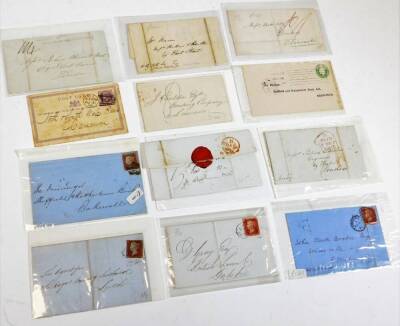 Various 19thC letterheads, stamped letters, envelopes, stamps, etc., a letter written 1832 partially handwritten We received in your favour the bill of £253 London July 23rd, Lloyds Bank Limited ephemera, other envelopes, letters, Belfast to Perkin Bacon - 3