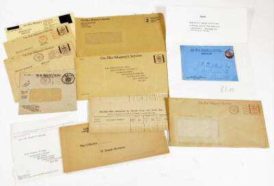 Various 19thC and other letters, handwritten envelopes, other prints, postmarks, etc. to include a Registrar's Certificate stamped 1904, a Clerked Commissioner's Asset Taxes marked 1819 On Her Majesty's Service with 1819 postmark, various other envelopes - 4