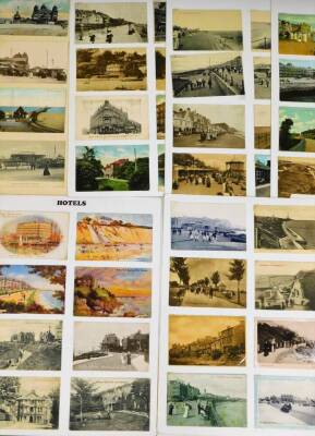 Various postcards, early 20thC black and white coloured scenes, etc., various hotels, The Carlton Bournemouth, other seaside towns, etc. Walton Park Clevedon, Clifton Drive Weston Cliff-on-Sea black and white card with figures, various others, Toroross wi - 2