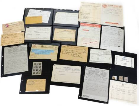 Various telegrams, certificates, etc., Victorian and others to include 1889, another 1901 National Telephone Company, Post Office postal telegram sheet, Overseas telegram, British and Irish Magnetic Telegraph Company, Eastern Telegraph Company, others for