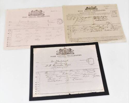 A 19thC Post Office telegraph telegram certificate dated 1874, and another stamped (18)72. (2)