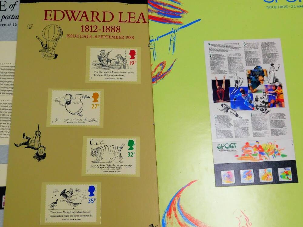 Various Royal Mail stamps advertising shop stamp boards to