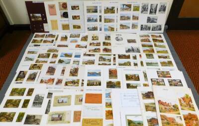 Various 20thC postcards, printed examples, Tuck's style etc., early seaside cards, jigsaw postcards, picturesque coaching inns, bridges, Old Finnish card, multi-view cards, souvenir letter card, on card backing. (a quantity)