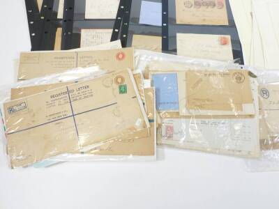 Various 19thC postmarks, envelopes, etc., 1906 with Berlin handwritten address, 1869 Secretary of Midland Railway envelope, a telegram envelope, post cards with various stamps, postmarks, etc. 1897, Chase Nissen headed envelope, Inland register letter, a - 3