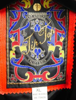 A Los Angeles California playing card jacket, labelled full leather, JCKY back, multicoloured predominately in red, yellow, blue, black, etc., extra large. - 3