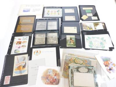 Various Post Office Greetings telegrams, printed pages with fancy outlines, some blank, some written and some with printed messages, 1955 and others, a Harley Street printed postcard, postal cards dated 1893 pencil address, a small quantity of telegram ep