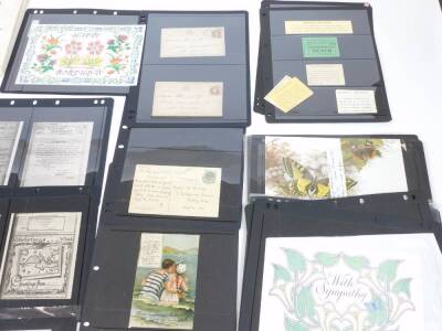 Various Post Office Greetings telegrams, printed pages with fancy outlines, some blank, some written and some with printed messages, 1955 and others, a Harley Street printed postcard, postal cards dated 1893 pencil address, a small quantity of telegram ep - 3