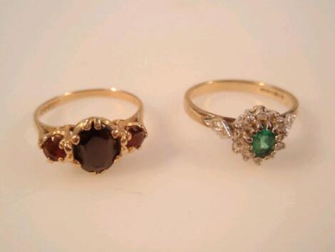 Two 9ct gold stone set dress rings