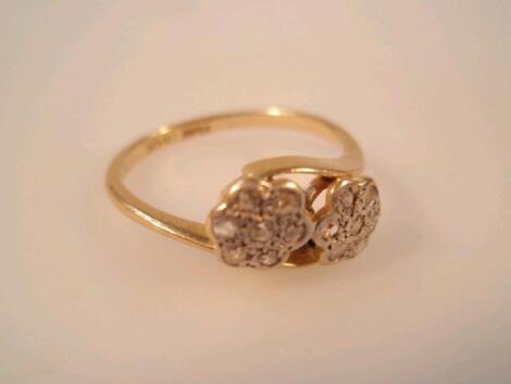 A ladies diamond set dress ring of 1920's style