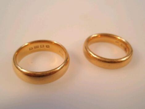 Two 22ct gold wedding bands