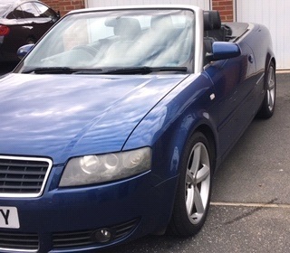 An Audi A4 1.8T convertible, Registration PE54 HWY, first registered 2004, 121,000 recd miles, engine and turbo replaced by Audi and 75,0000 miles, mostly Audi service history, two keys, all previous invoices. - 4