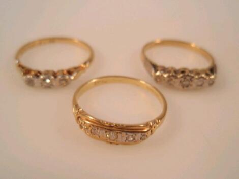 Three 18ct gold diamond set rings