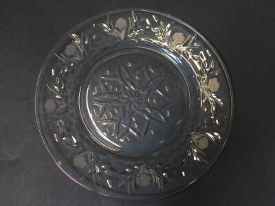 A set of ten Victorian glass ice plates, engraved with a geometric flower within a repeating floral border, 16cm Dia. - 2