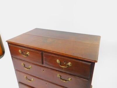 A George II oak chest, of two short over three long drawers, raised on bracket feet, 88cm High, 86cm Wide, 51cm Deep. - 3