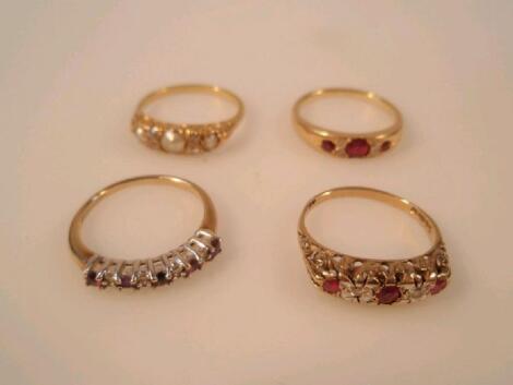 Four stone set dress rings