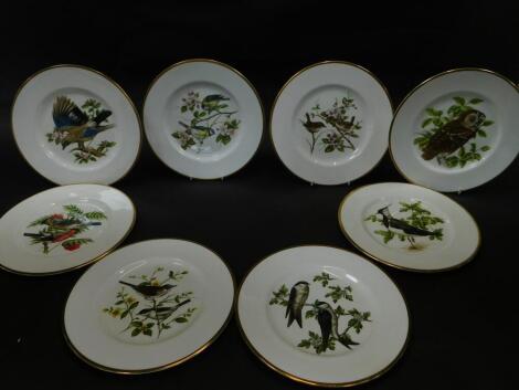 A set of eight Coalport porcelain British Birds limited edition plates, comprising The Whitethroat, Housemartin, Tawny Owl, Lapwing, Bullfinch, Wren, Blue Tit, and Jay.