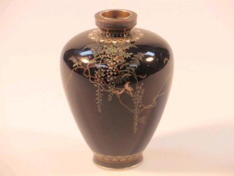 A fine Meiji period Japanese cloisonn? ovoid vase in the style of Hayashi Kodenji