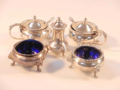 An Elizabeth II silver condiment set