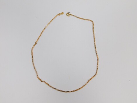 A 9ct gold box link neck chain, on a bolt ring clasp, 4.7g.