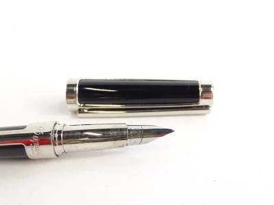 A St Dupont black and silvered fountain pen, the nib engraved with the company emblem. - 2