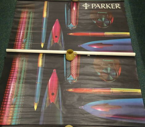 Two large promotional fountain pen posters, each for Parker pens.