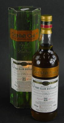 A bottle of Caol Ila old malt cask whisky, the other 21 years from 1983 to 2004.