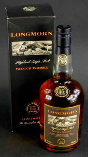 A bottle of Longmorn malt whisky, 15 years.