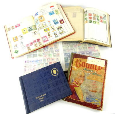 Various stamps and philately. A Wanderer stamp album containing various GB and world used, Silver Jubilee brown back, other early 20thC, Germany, French Officers abroad, Denmark, Czechoslovakia, a Cavalier album containing various collector's stamps for