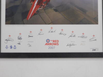 A limited edition photograph of the Red Arrows 2007, signed by ten Red Numbers 1-10, etc., 379/500, 53cm x 37cm. - 2