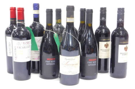 Miscellaneous bottles of mainly Italian red wine, to include Pinot Nero Superiore Cavit 2017, Valpolicella, etc., (11).