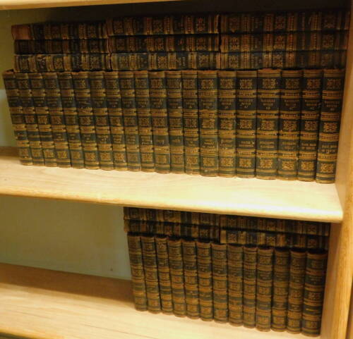 Waverley Novels. Various authors, published and printed for Cedell and Company, Edinburgh and Simpkin and Marshall, London 1830, part navy blue and gilt bindings with marbelled boards, (48).