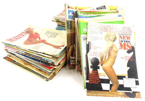 A quantity of vintage gentlemen's glamour magazines, to include Mayfair, Penthouse, etc., various copies of Practical Householder, etc.