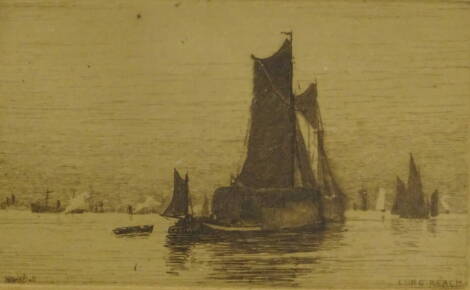 Wilfred Williams Ball (1853-1917). Long Reach, Greenwich, University Boathouse, twelve etchings, framed and mounted.