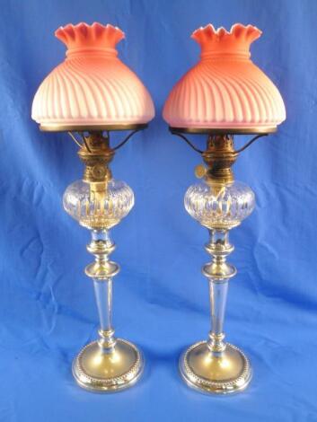 A pair of late 19thC parafin lamps