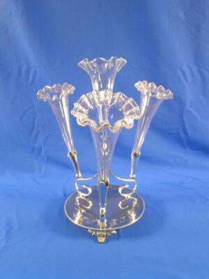 A Victorian glass and silver plated epergne