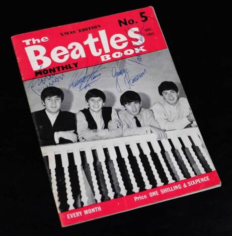 The Beatles Book Xmas Edition No. 5 December 1963, bearing four signatures, probably/possibly by Neil Aspinall.