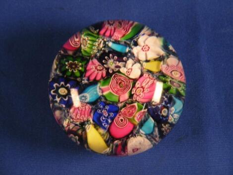 A small early 20thC Clichy scrambled paperweight