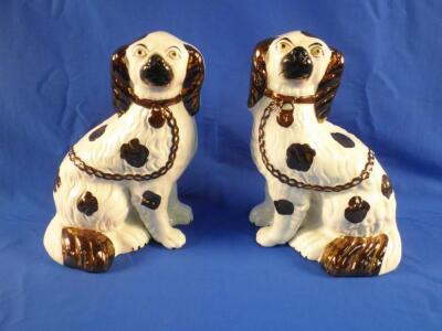 A pair of late 19thC Staffordshire Spaniels