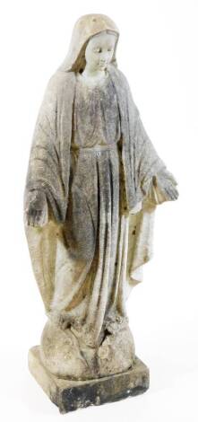 A 19thC marble statue of The Virgin Mary, 60cm high.