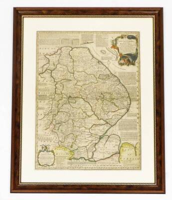 Emanuel Bowen. Thomas Kitchen The Large English Atlas, c1760, Lincolnshire map, with original outline and amplified colour, 79cm x 55cm, glazed and framed. - 2