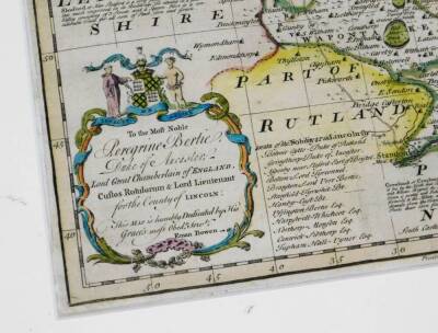 Emanuel Bowen. Thomas Kitchen The Large English Atlas, c1760, Lincolnshire map, with original outline and amplified colour, 79cm x 55cm, glazed and framed. - 3