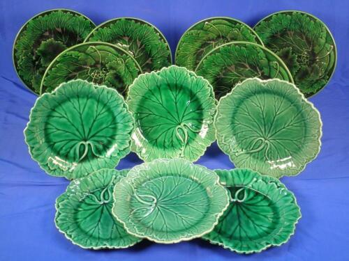 A set of six 19thC Wedgwood green leaf moulded plates